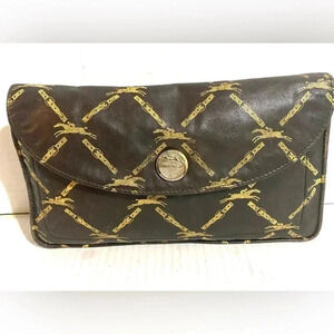Longchamp vintage lattice brown leather clutch bag